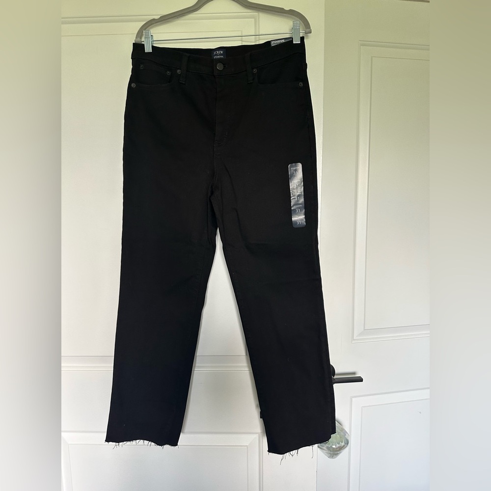 J Crew Black stovepipe straight jean in signature stretch+ / frayed hem - 31 - Picture 3 of 8
